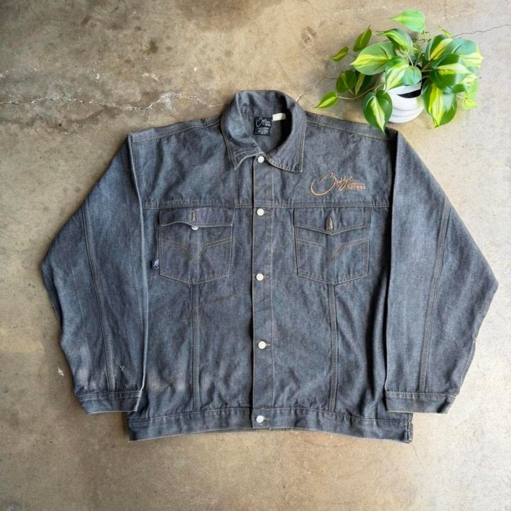 Vintage Y2K Brooklyn express denim jacket with embroidered logo size 3XL hip hop